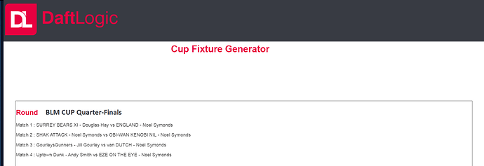 Round 3 (QF's) Cup Draw 2021-22