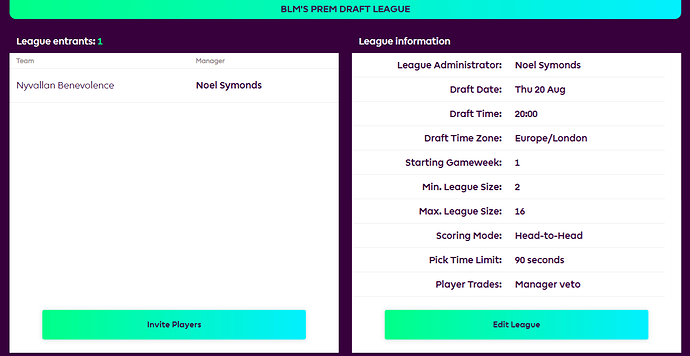 League info