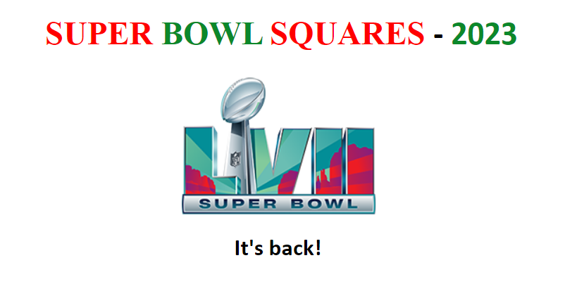 SUPER BOWL SQUARES - Super Bowl LVII (57) - 2023 - Sports Betting - The Fan  Pub